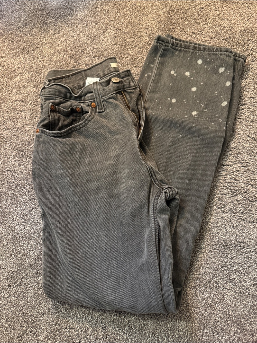 Levi's Washed Black Straight Leg Jeans with Paint-Splash Detail
